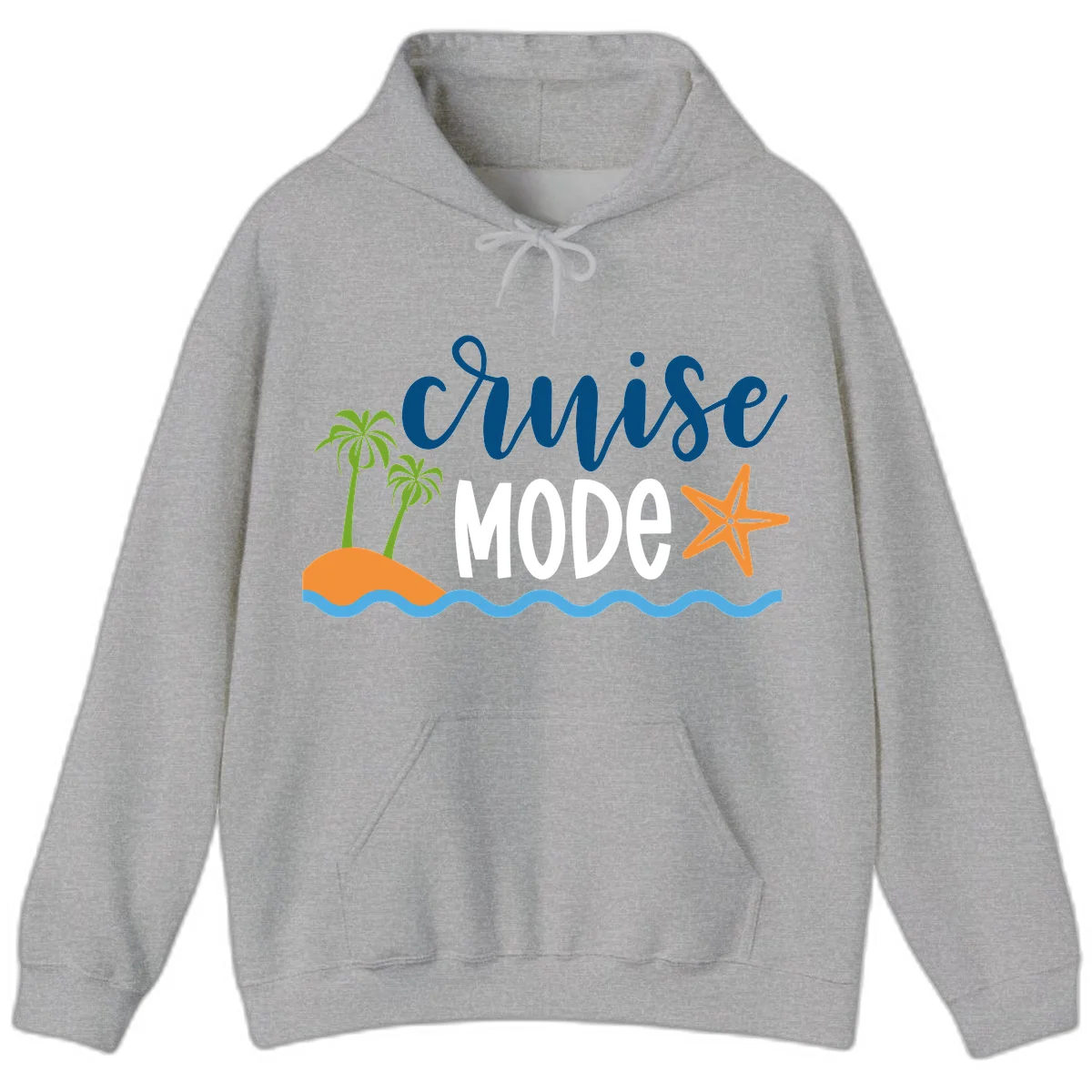 Cruise Mode Wavy Vibes Hoodie in Sport Grey