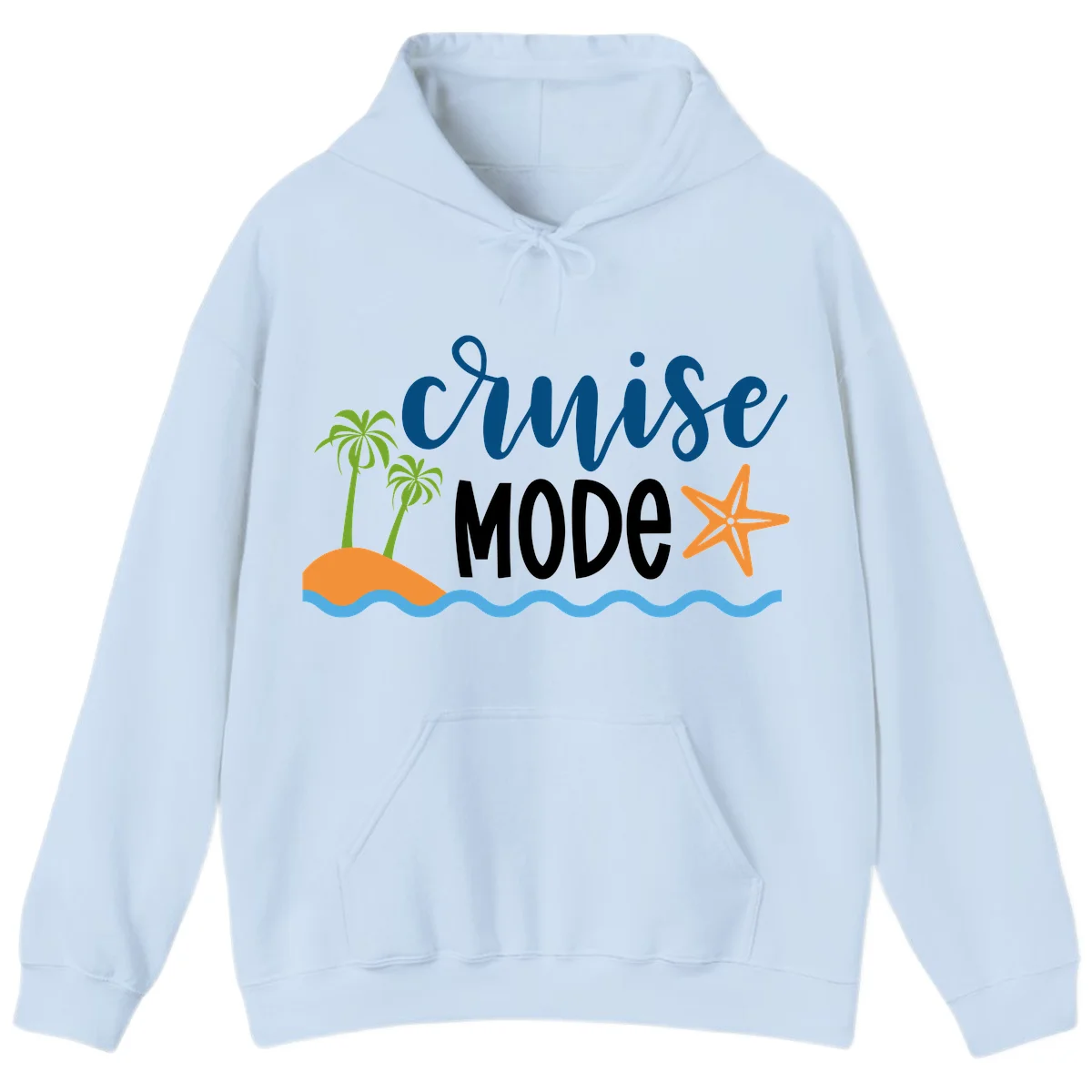 Cruise Mode Wavy Vibes Hoodie in Light Blue