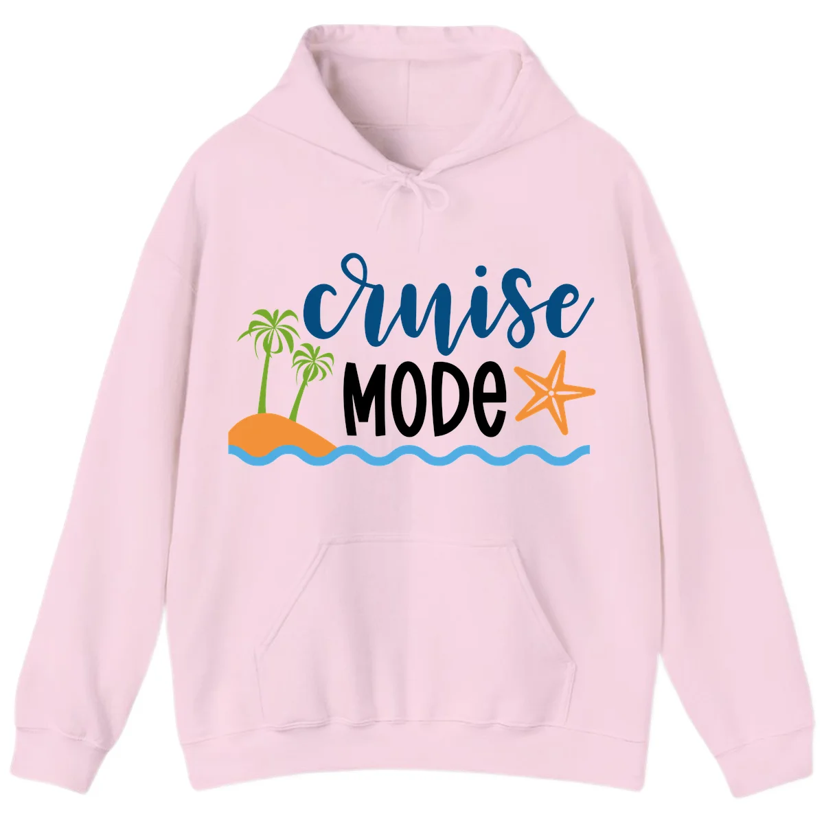 Cruise Mode Wavy Vibes Hoodie in Light Pink