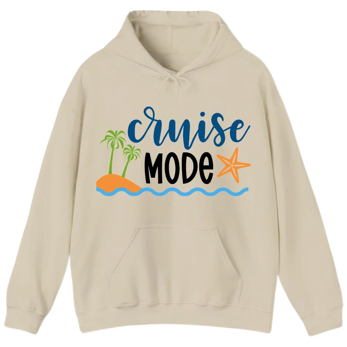 Cruise Mode Wavy Vibes Hoodie in Sand