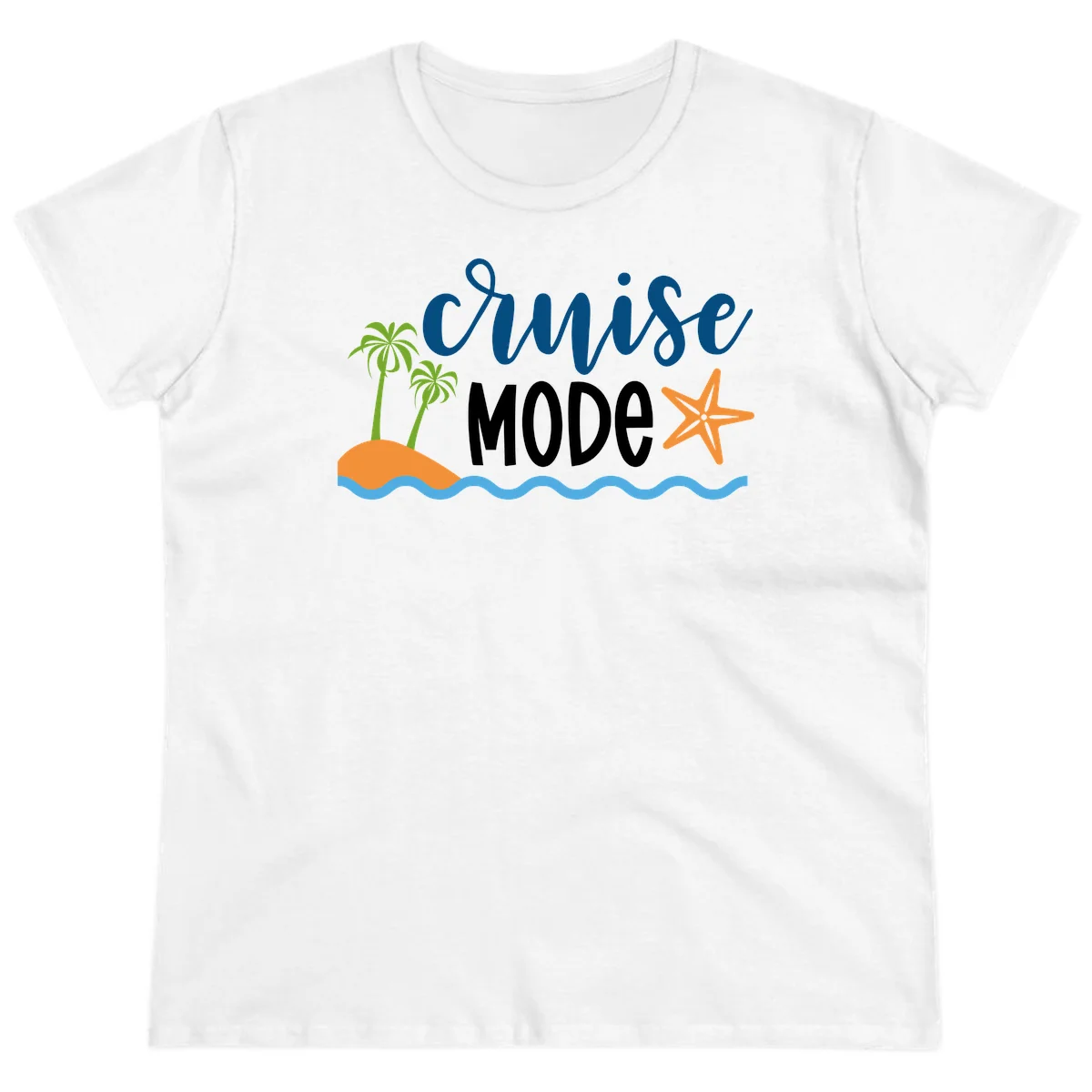 Cruise Mode Wavy Vibes Ladies Tee in White