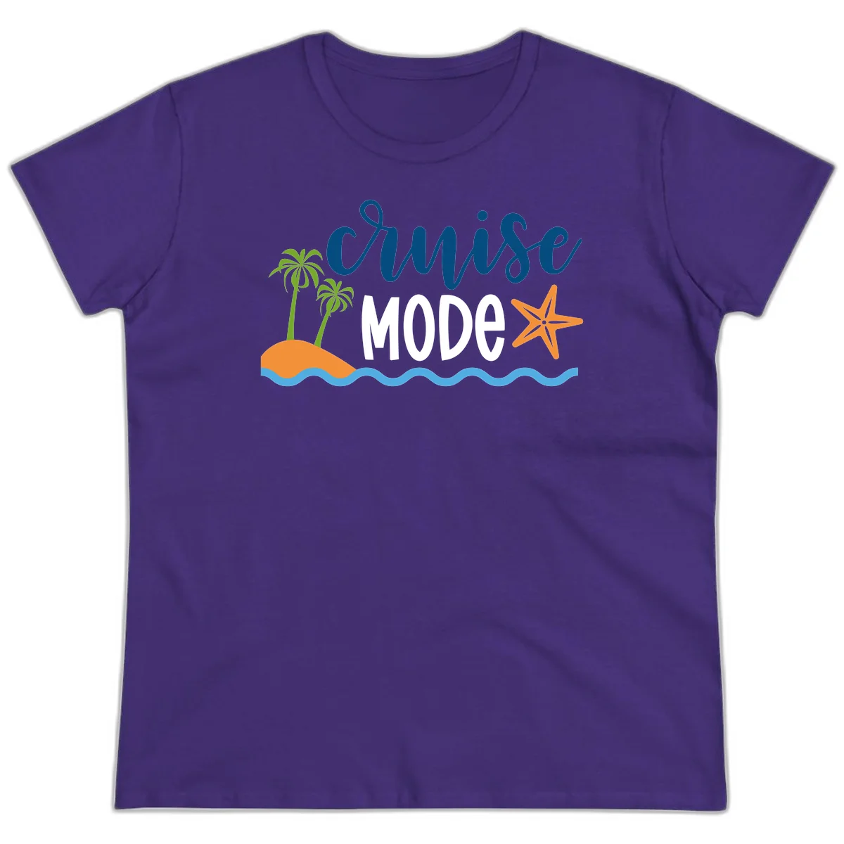 Cruise Mode Wavy Vibes Ladies Tee in Purple