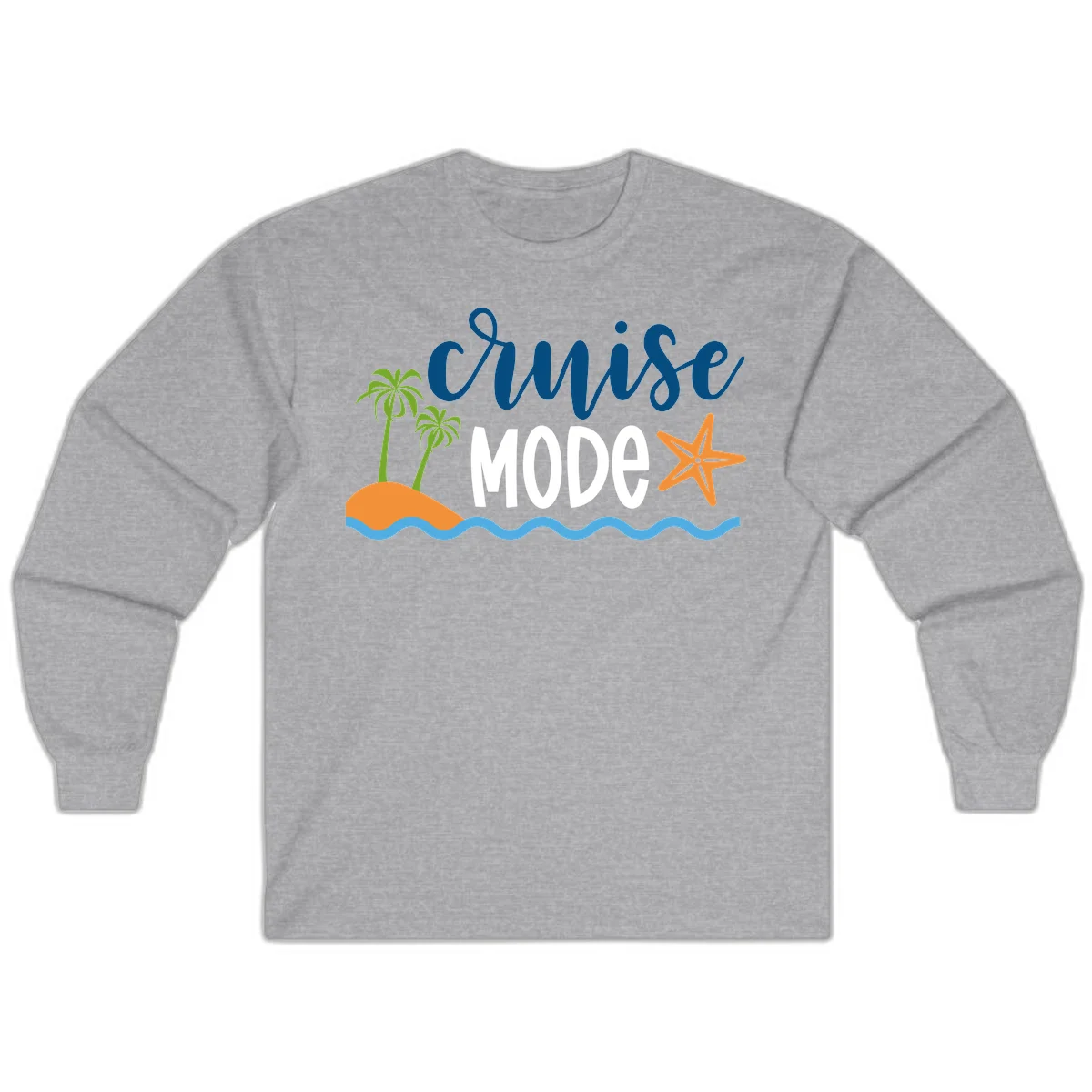 Cruise Mode Wavy Vibes Long Sleeve in Sport Grey