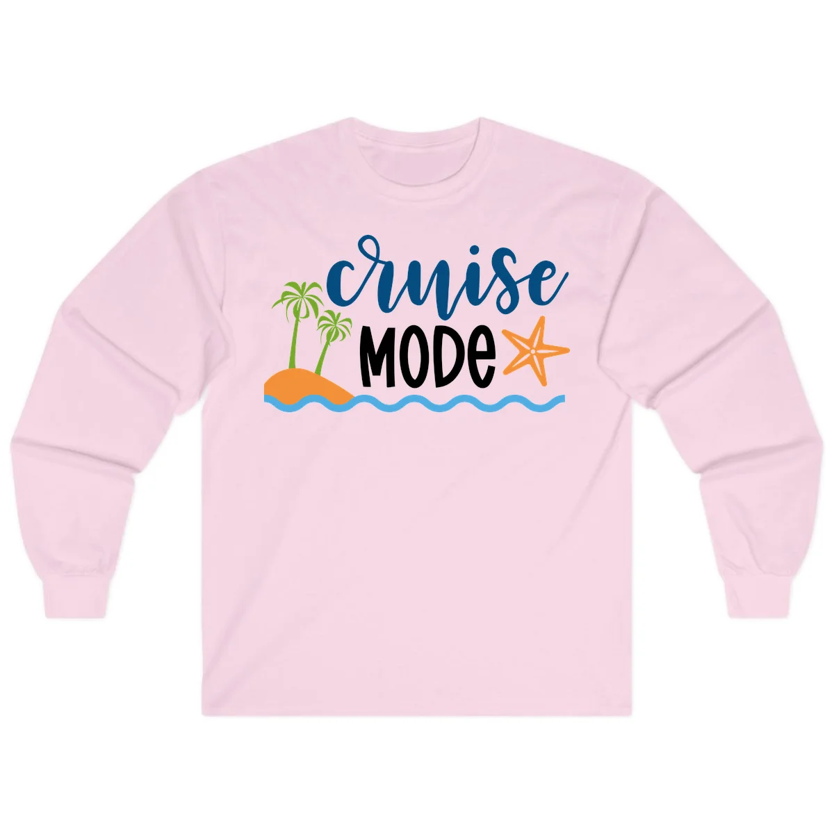 Cruise Mode Wavy Vibes Long Sleeve in Light Pink