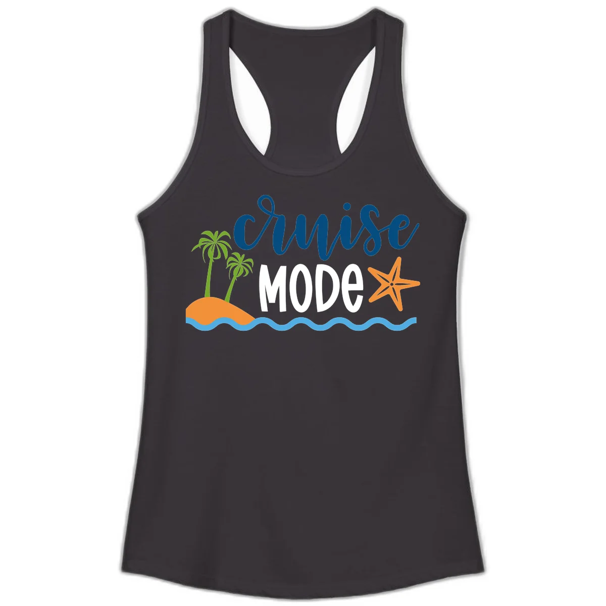 Cruise Mode Wavy Vibes Ladies Tank in Black