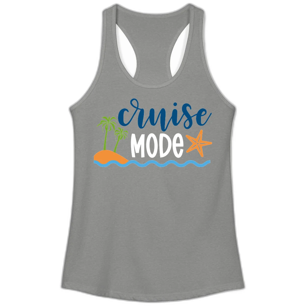 Cruise Mode Wavy Vibes Ladies Tank in Heather Grey