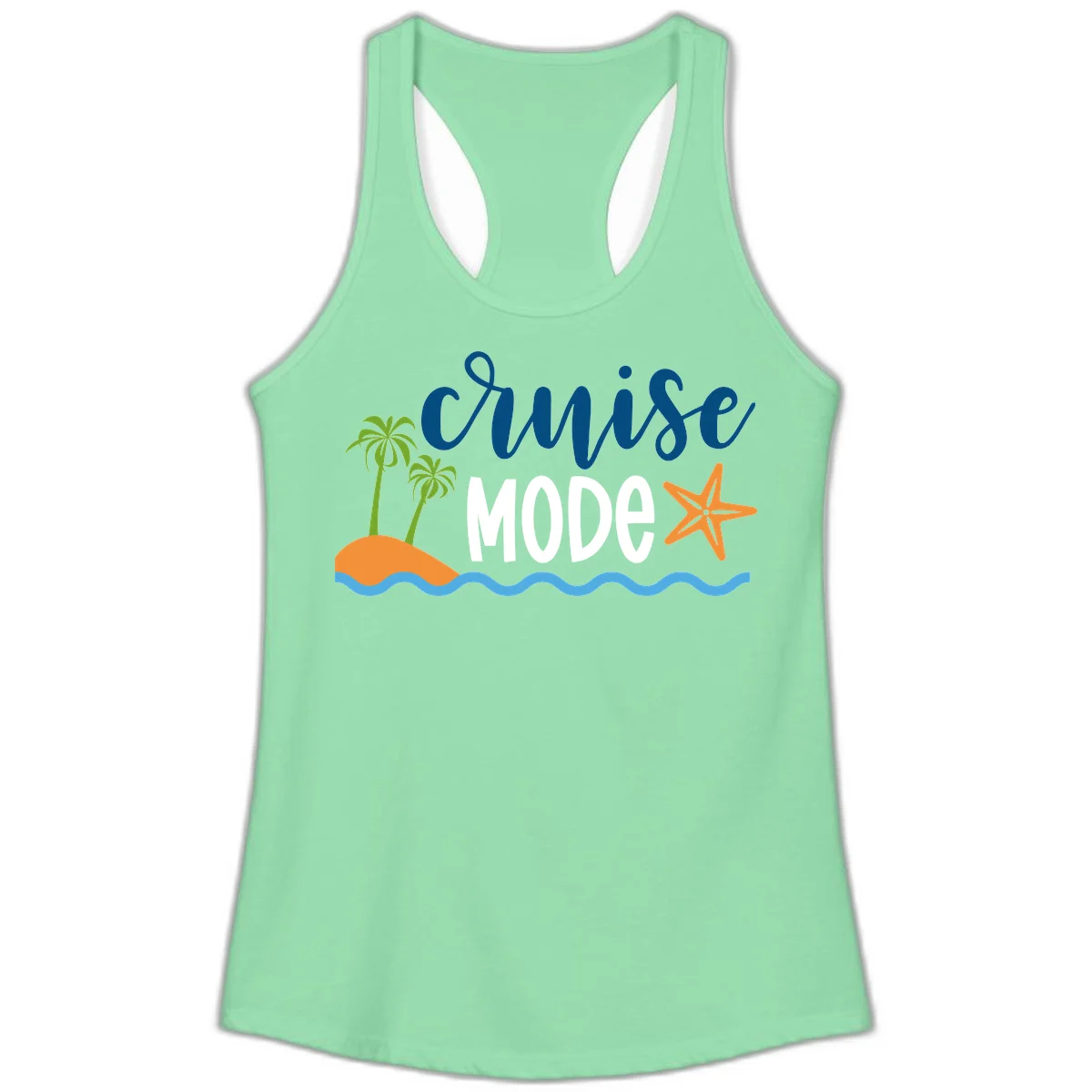 Cruise Mode Wavy Vibes Ladies Tank in Solid Mint