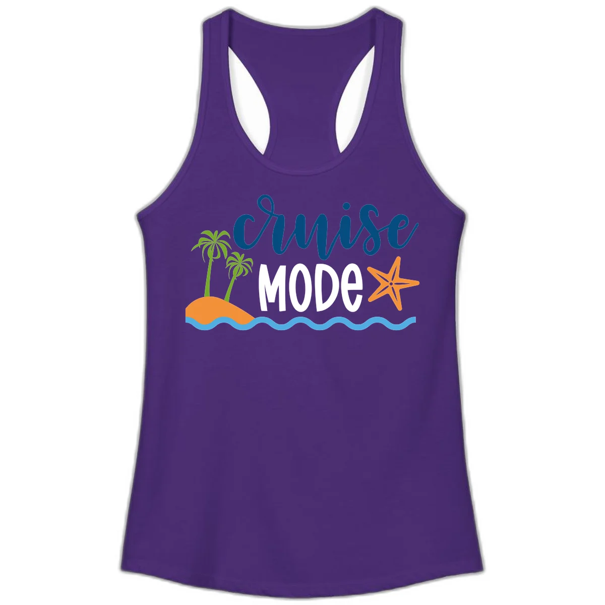 Cruise Mode Wavy Vibes Ladies Tank in Solid Purple Rush