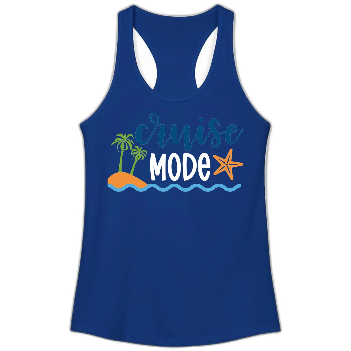 Cruise Mode Wavy Vibes Ladies Tank in Solid Royal