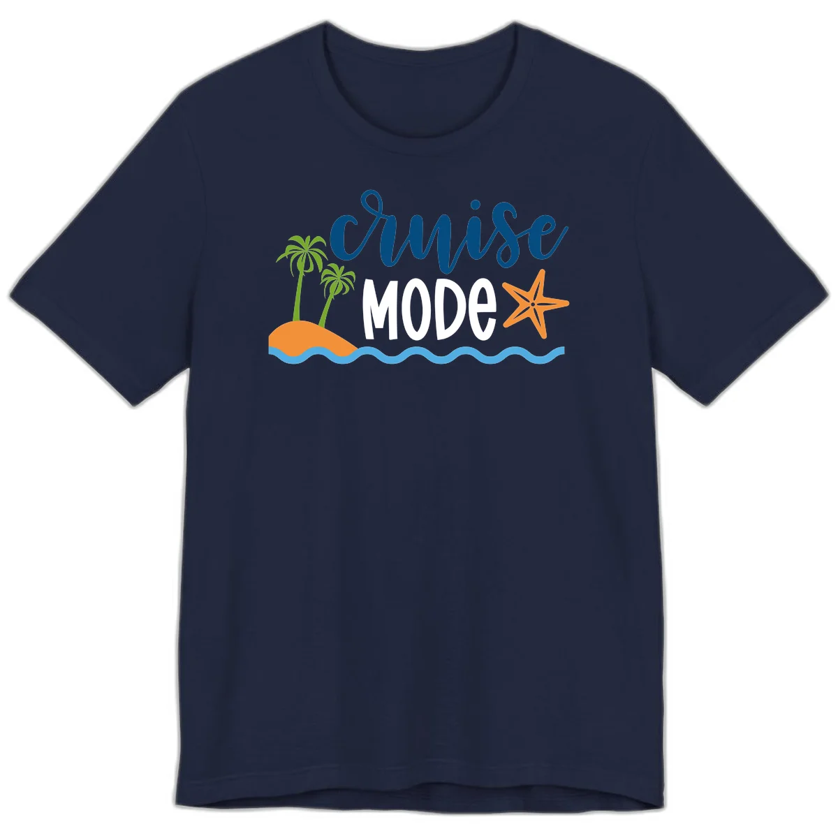 Cruise Mode Wavy Vibes Premium T-Shirt in Navy