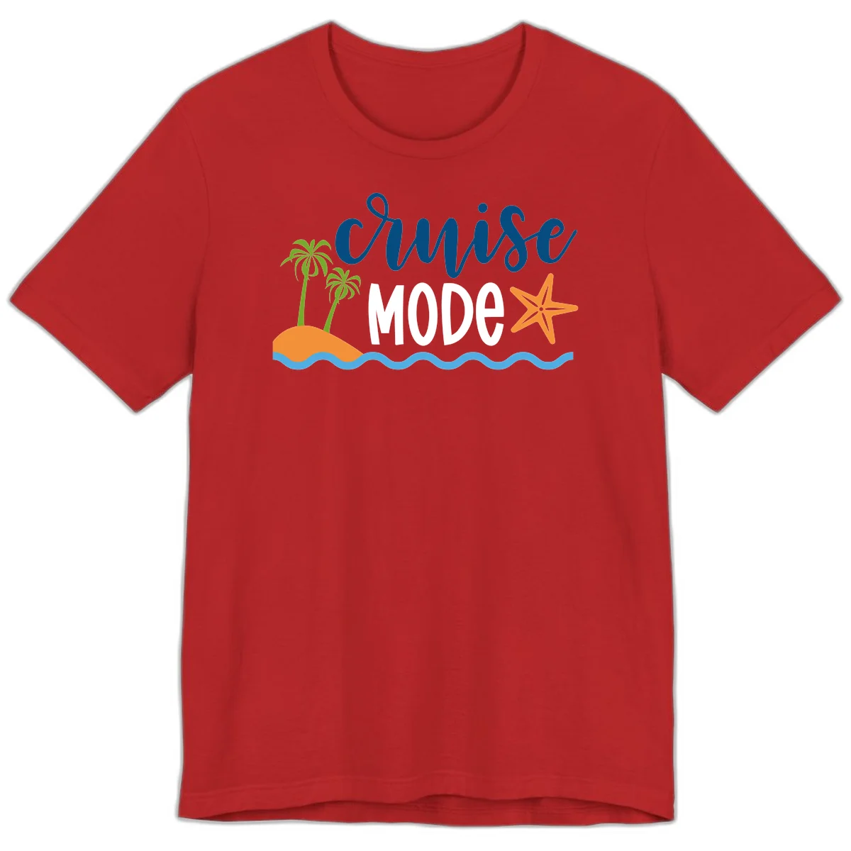 Cruise Mode Wavy Vibes Premium T-Shirt in Red