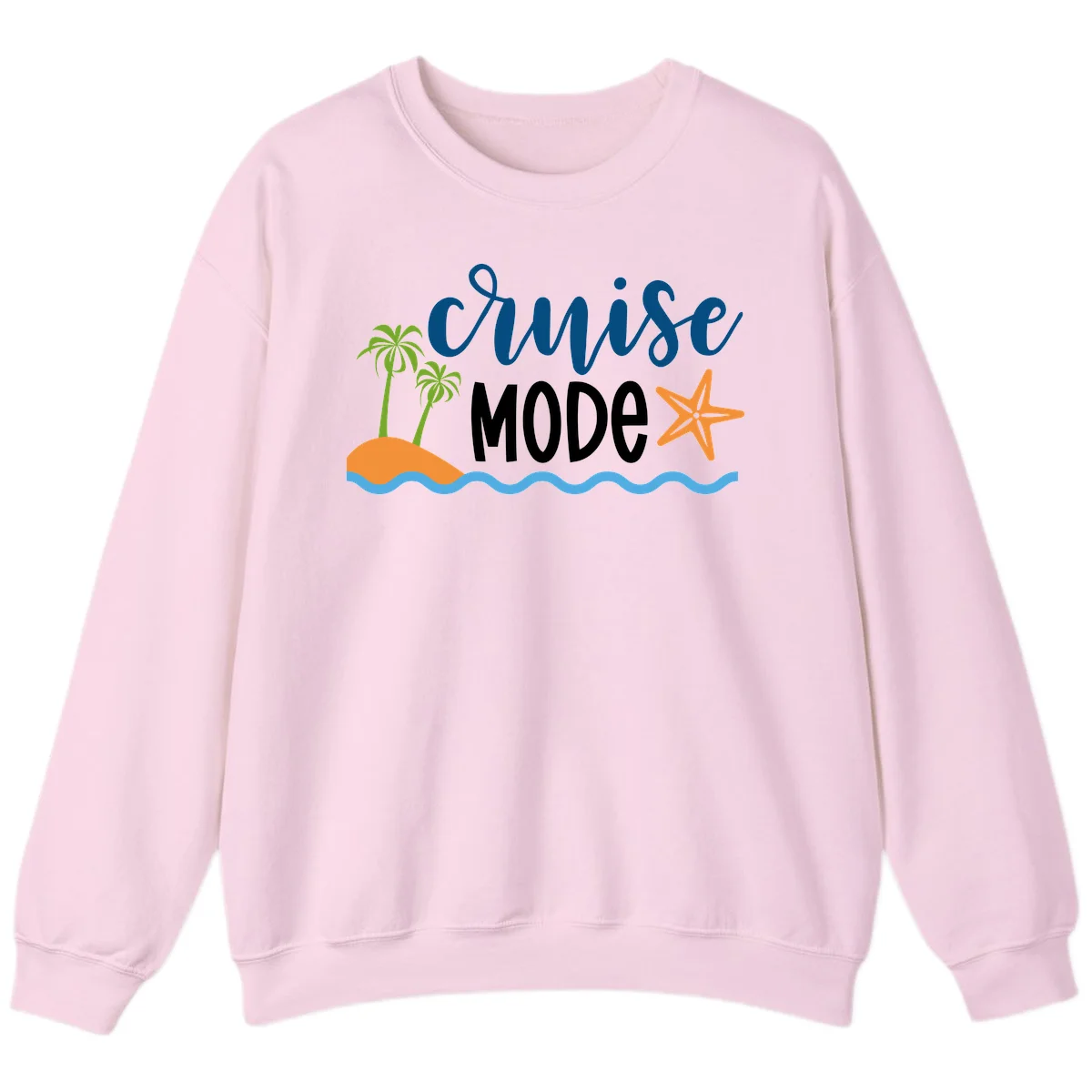 Cruise Mode Wavy Vibes Sweatshirt in Light Pink