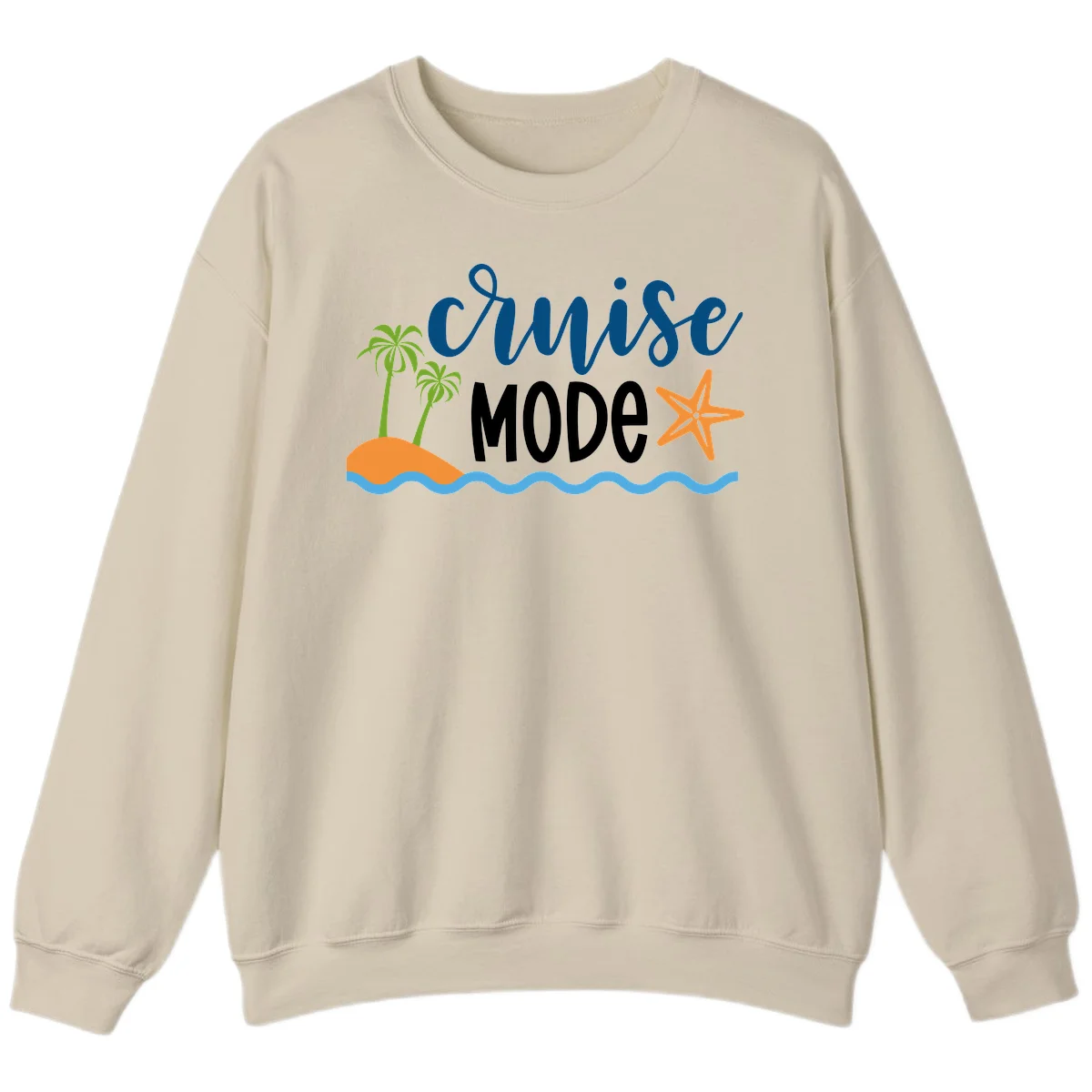 Cruise Mode Wavy Vibes Sweatshirt in Sand