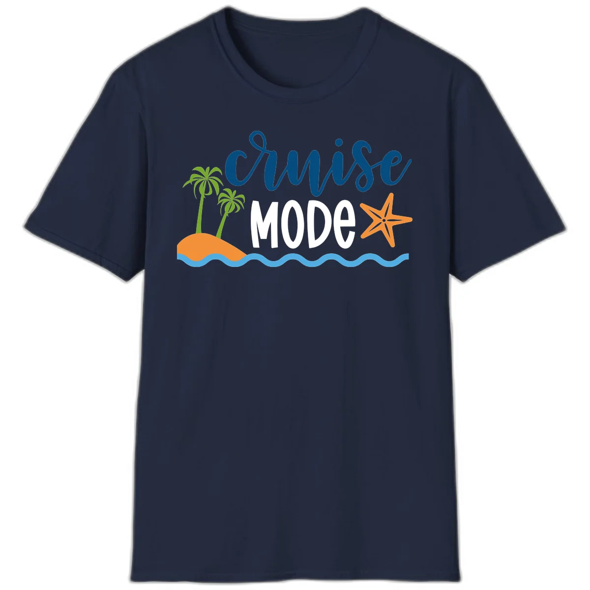 Cruise Mode Wavy Vibes T-Shirt in Navy