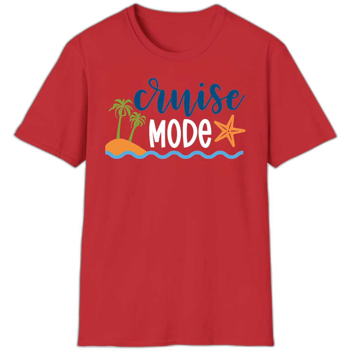 Cruise Mode Wavy Vibes T-Shirt in Red