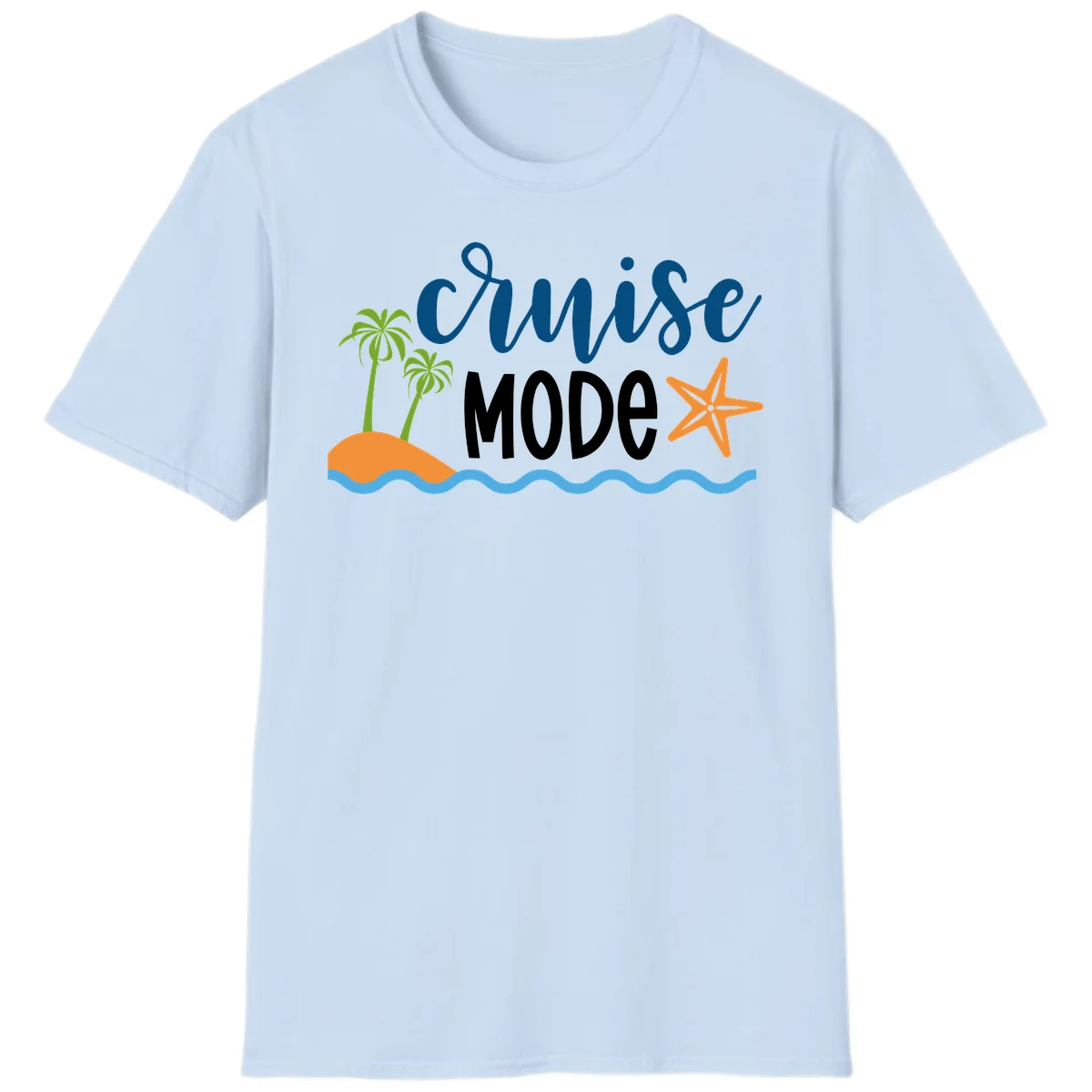 Cruise Mode Wavy Vibes T-Shirt in Light Blue
