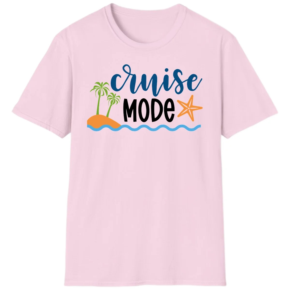 Cruise Mode Wavy Vibes T-Shirt in Light Pink