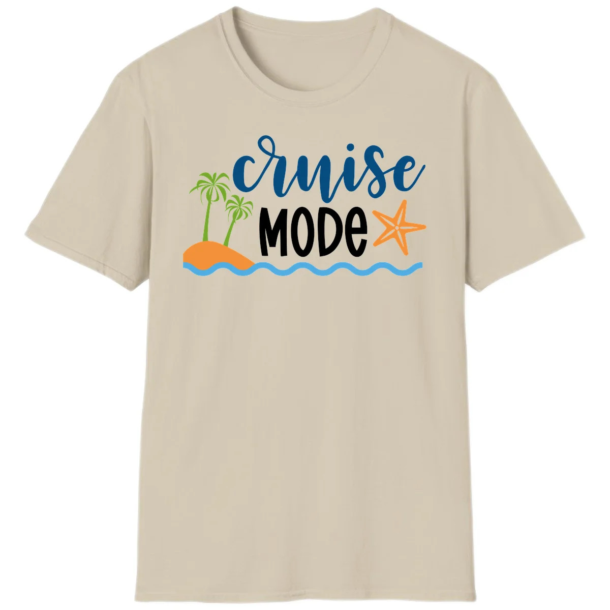 Cruise Mode Wavy Vibes T-Shirt in Sand