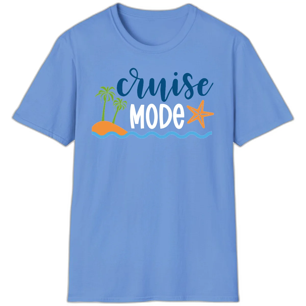 Cruise Mode Wavy Vibes T-Shirt in Carolina Blue