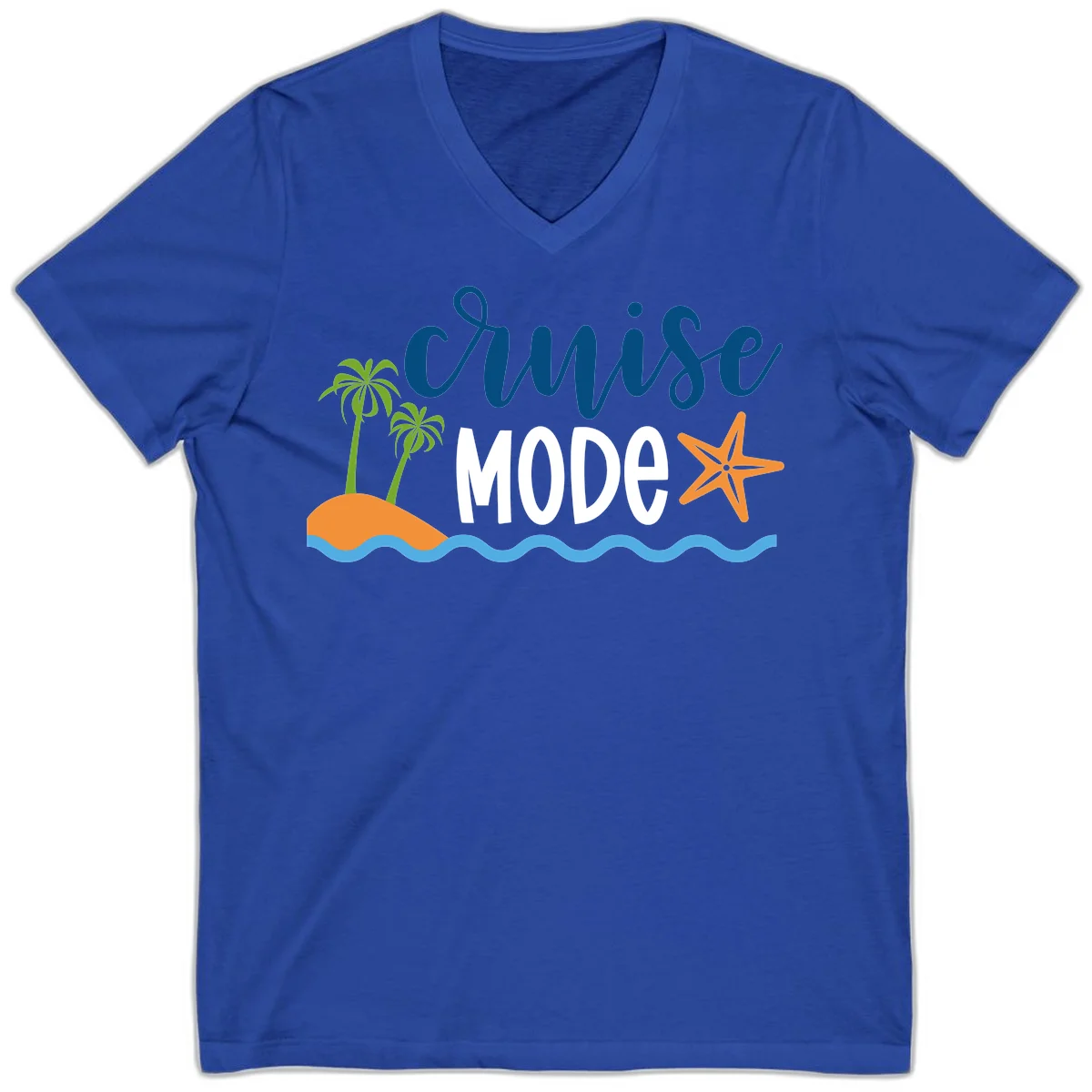 Cruise Mode Wavy Vibes V-Neck in True Royal