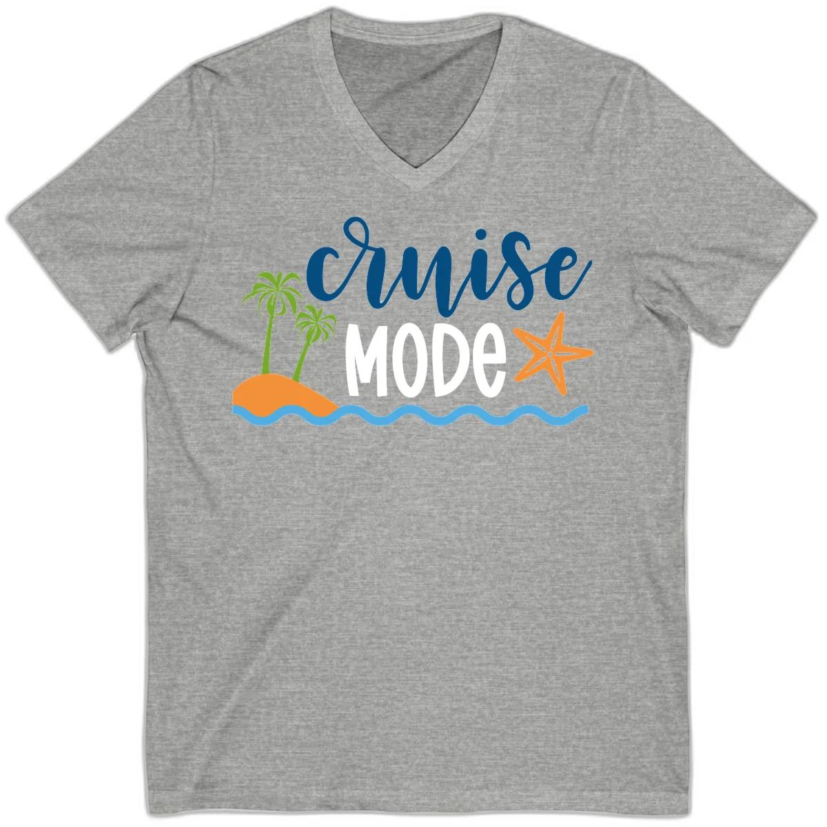 Cruise Mode Wavy Vibes V-Neck in Athletic Heather