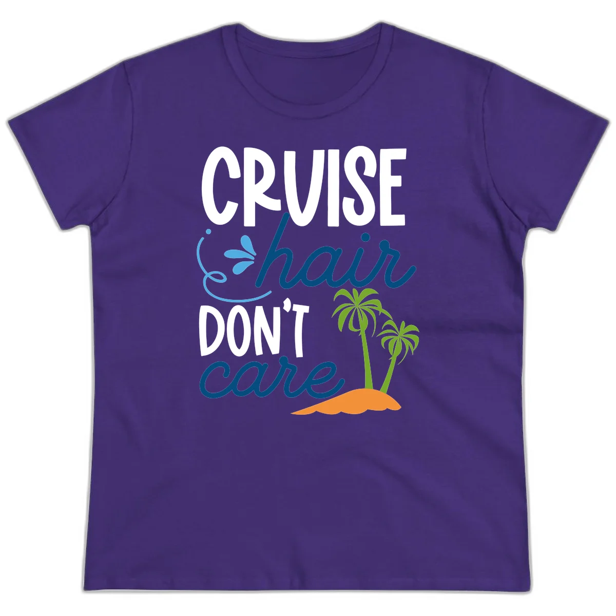 Cruise Hair Don't Care Ladies Tee in Purple