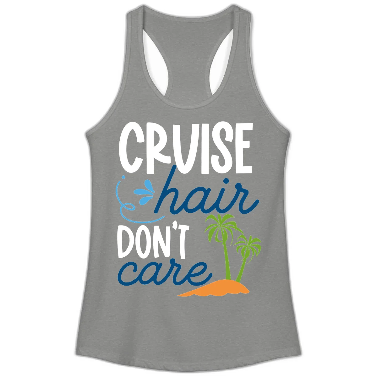 Cruise Hair Don't Care Ladies Tank Top in Heather Grey