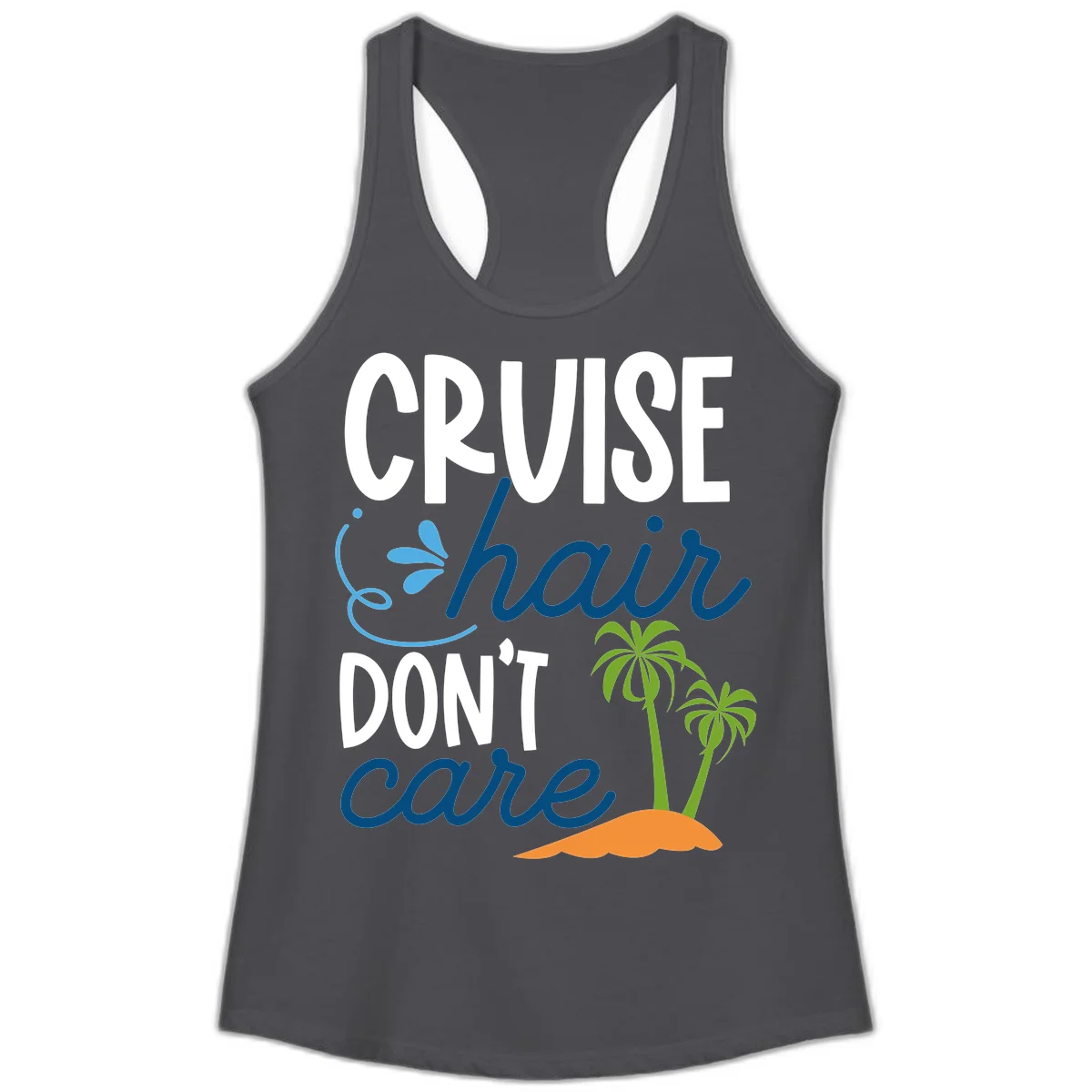Cruise Hair Don't Care Ladies Tank Top in Solid Dark Gray