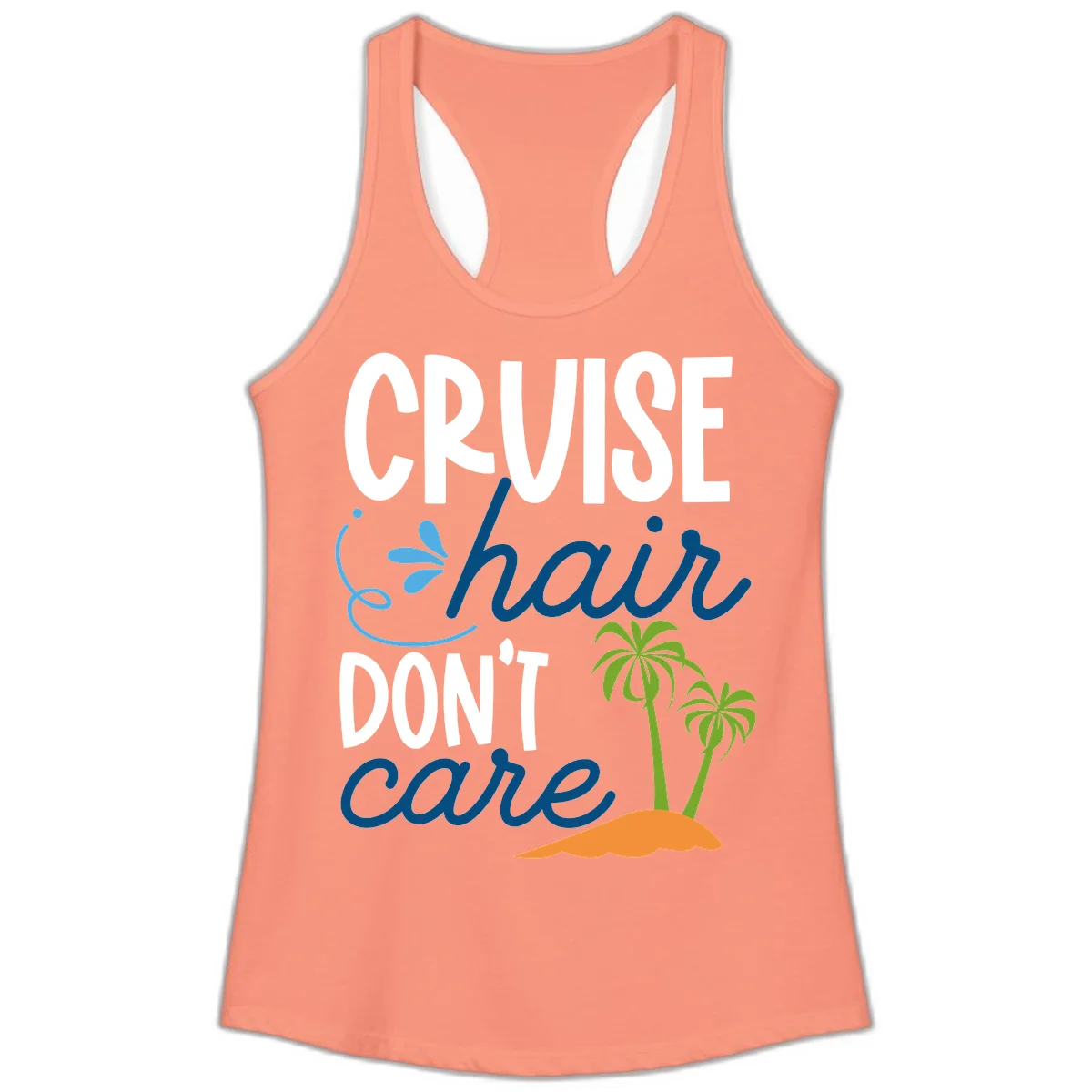 Cruise Hair Don't Care Ladies Tank Top in Solid Light Orange