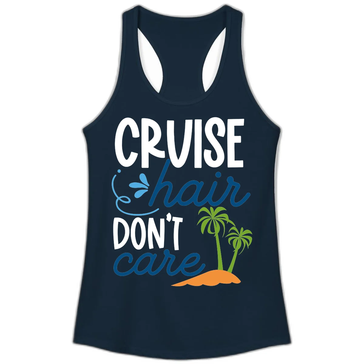 Cruise Hair Don't Care Ladies Tank Top in Solid Midnight Navy