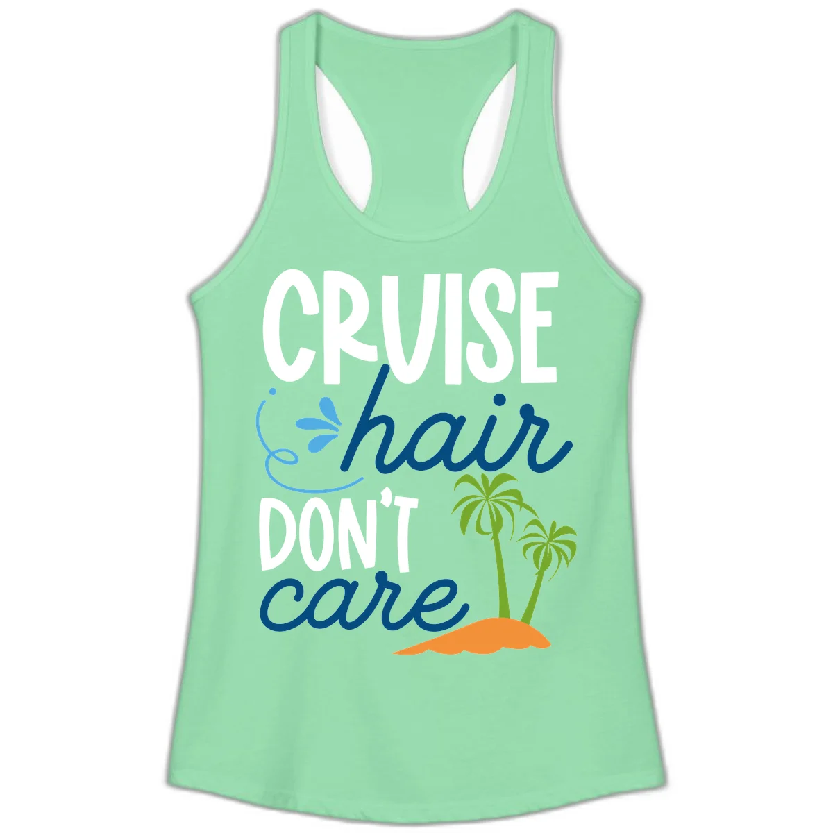 Cruise Hair Don't Care Ladies Tank Top in Solid Mint