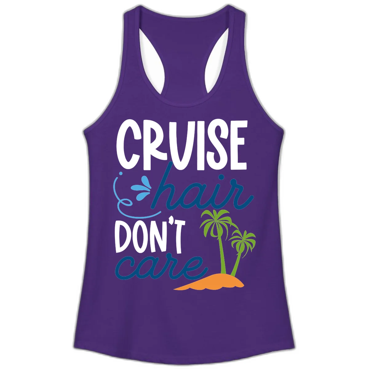 Cruise Hair Don't Care Ladies Tank Top in Solid Purple Rush