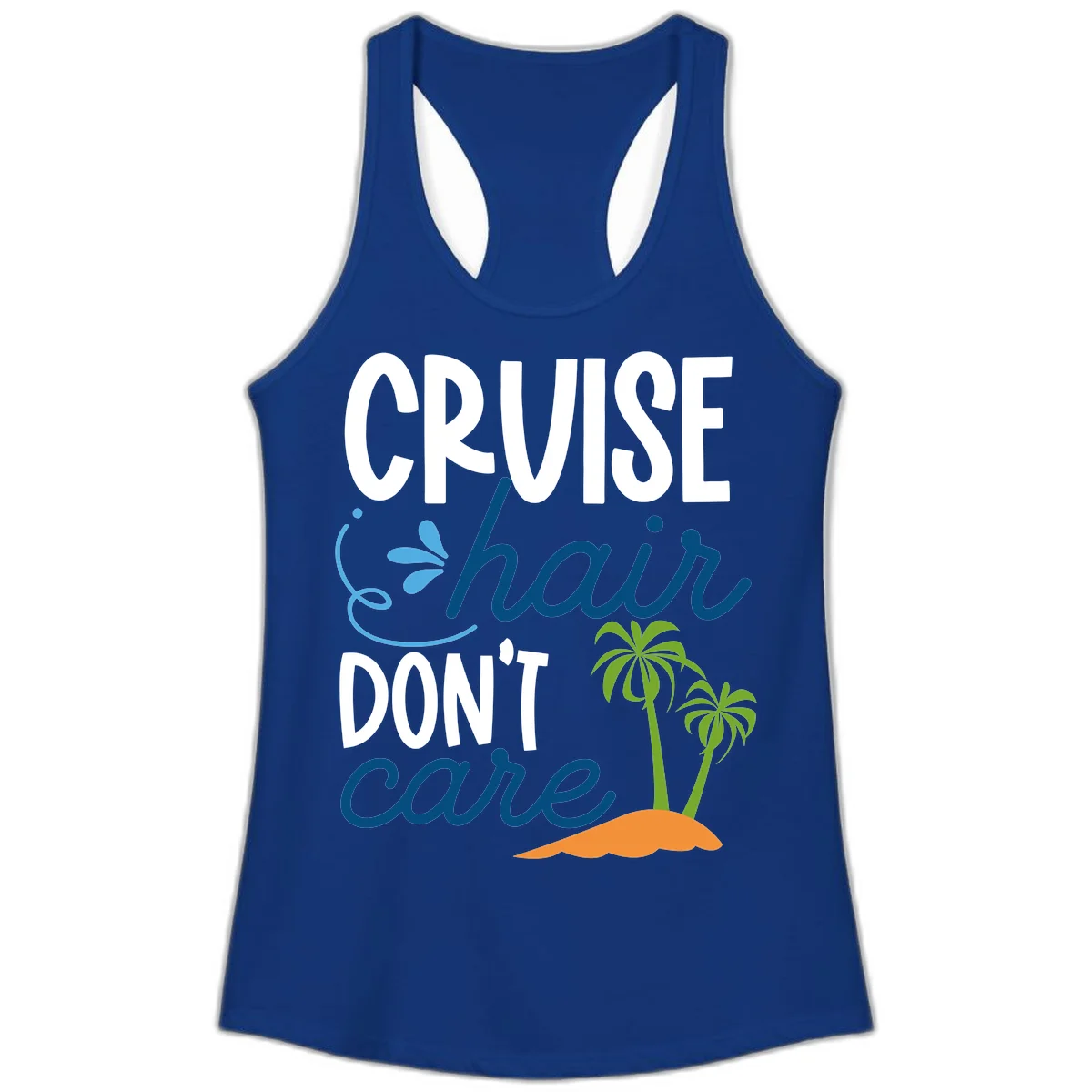 Cruise Hair Don't Care Ladies Tank Top in Solid Royal