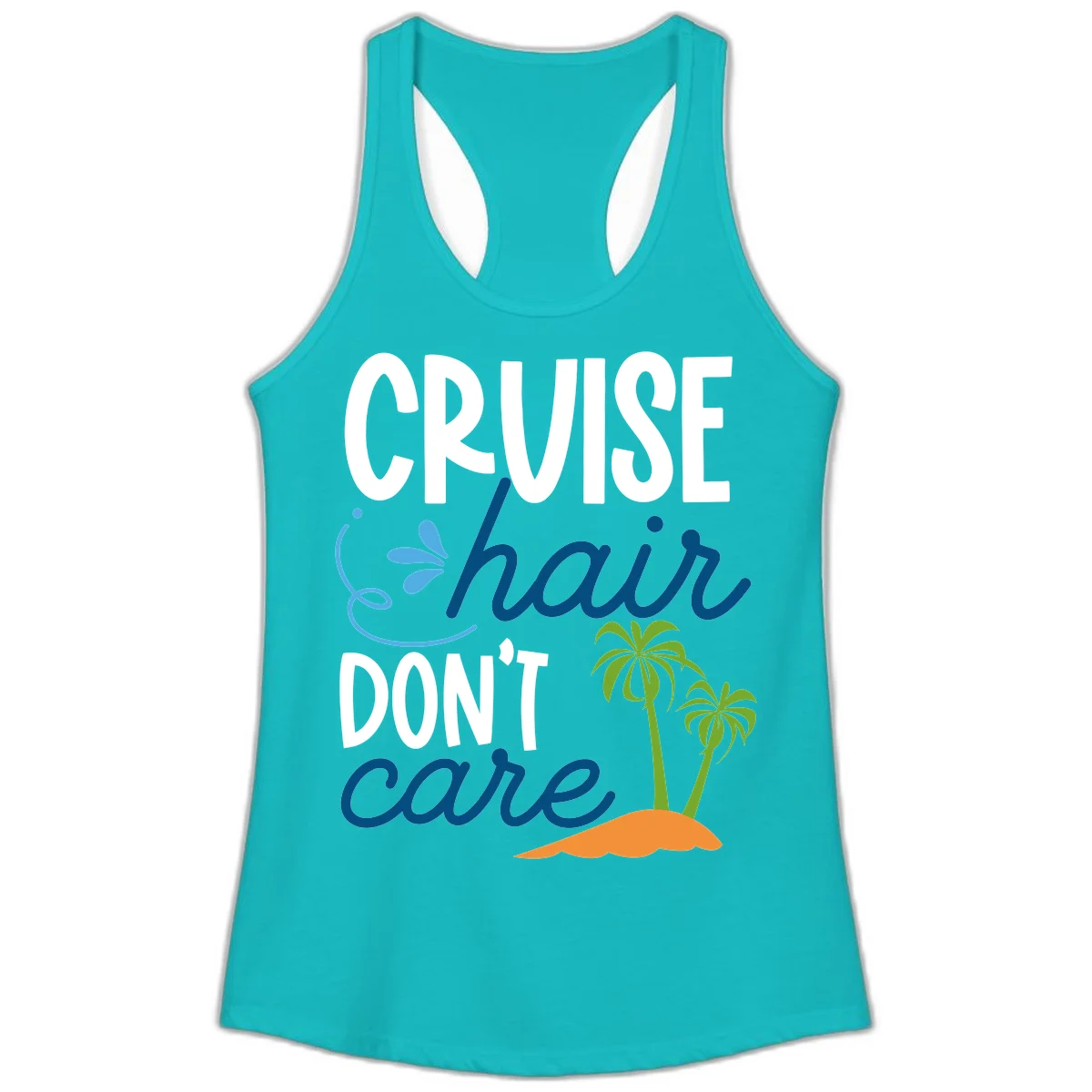 Cruise Hair Don't Care Ladies Tank Top in Tahiti Blue