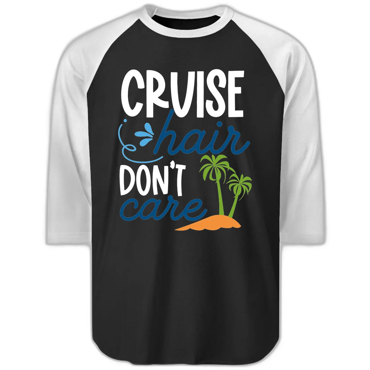Cruise Hair Don't Care Raglan 3/4 Sleeve in Black White