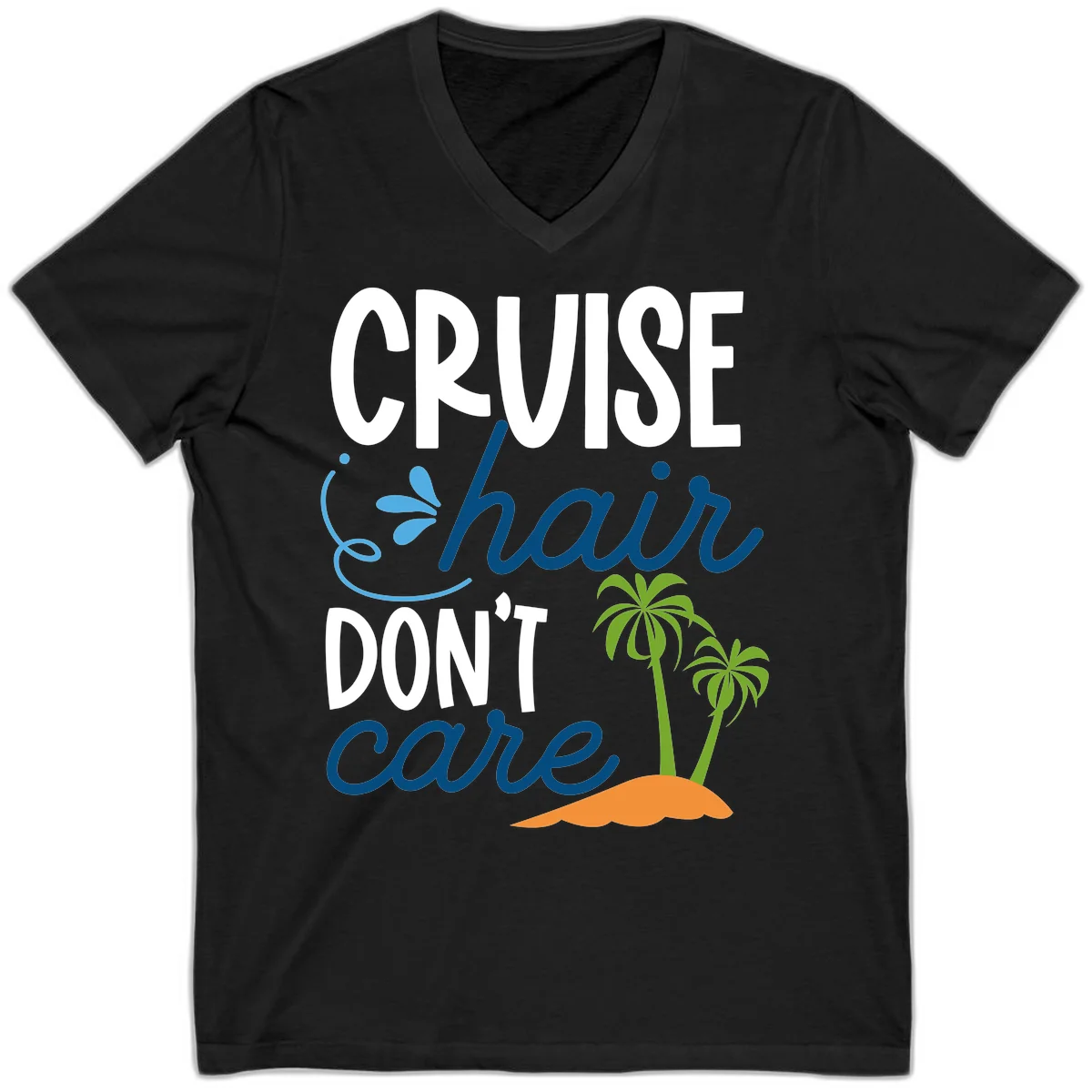 Cruise Hair Don't Care V-Neck T-Shirt in Black