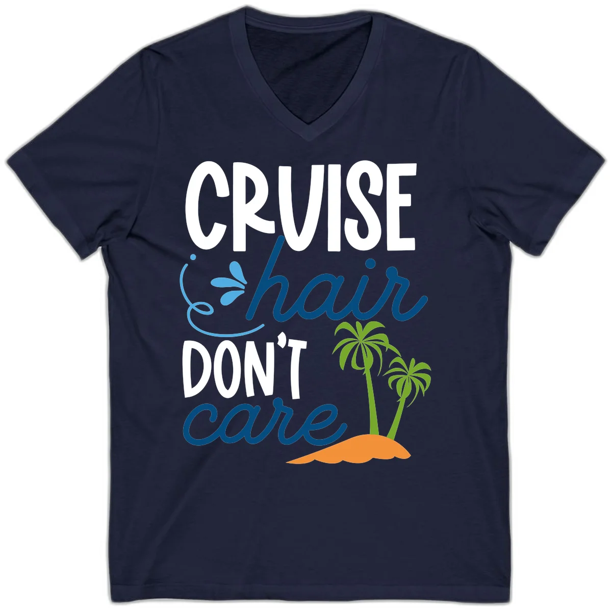 Cruise Hair Don't Care V-Neck T-Shirt in Navy