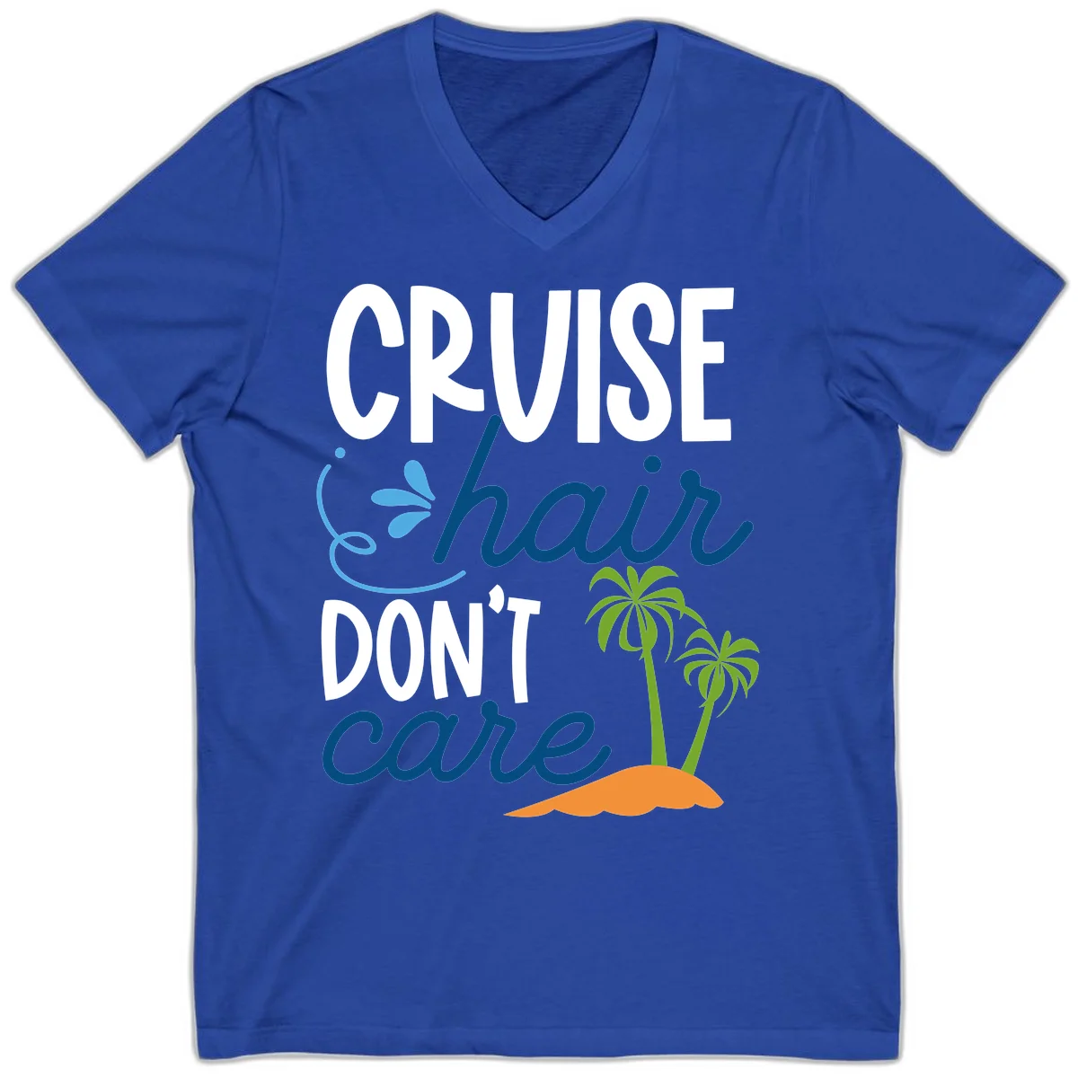 Cruise Hair Don't Care V-Neck T-Shirt in True Royal
