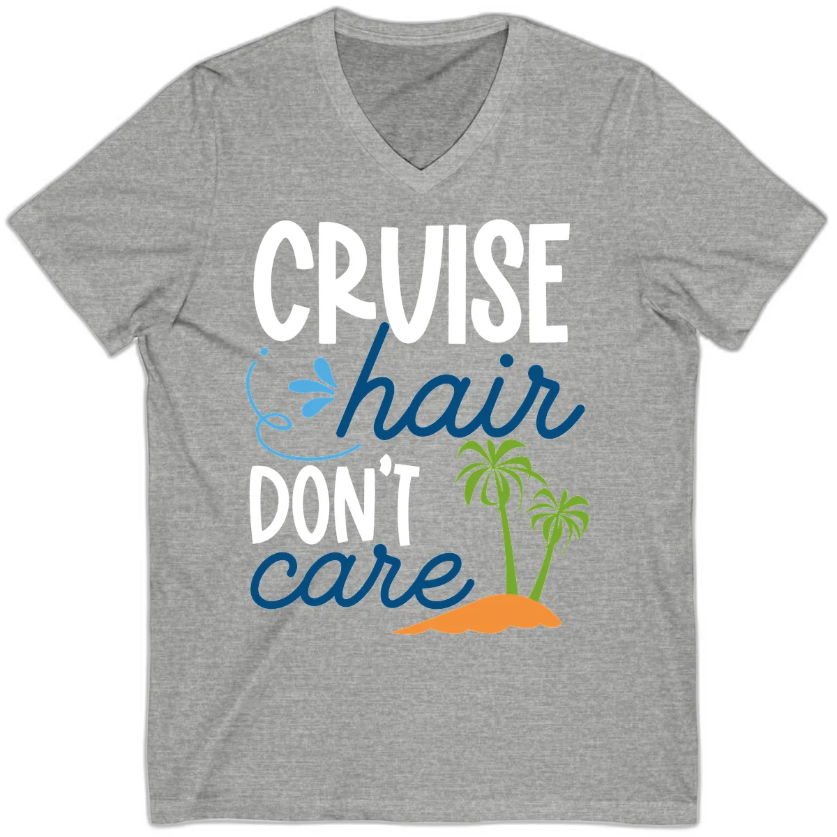 Cruise Hair Don't Care V-Neck T-Shirt in Athletic Heather