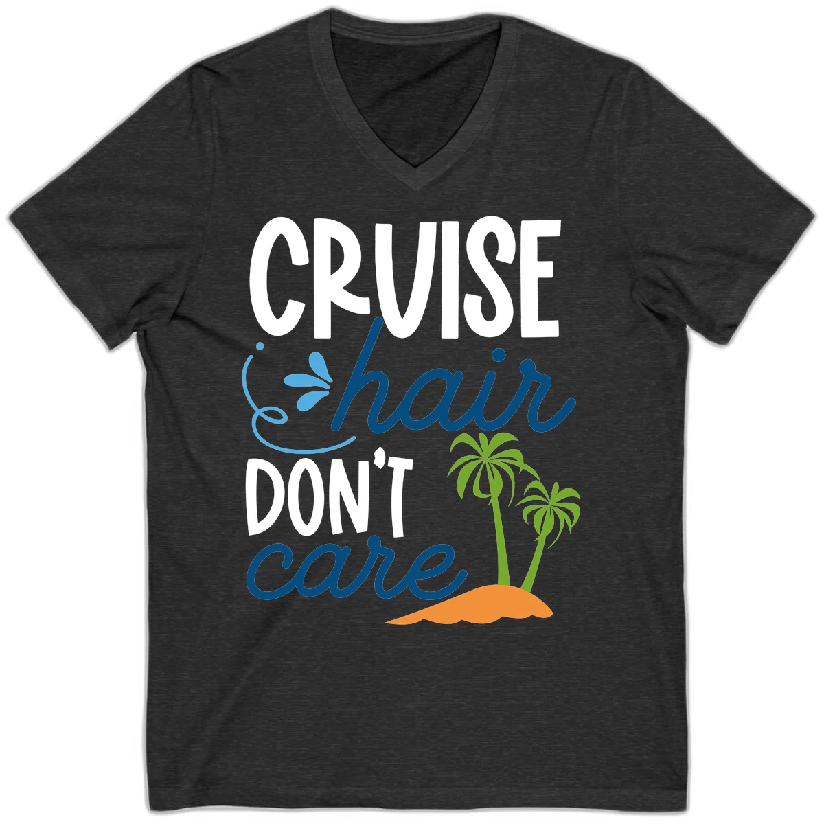 Cruise Hair Don't Care V-Neck T-Shirt in Dark Grey Heather