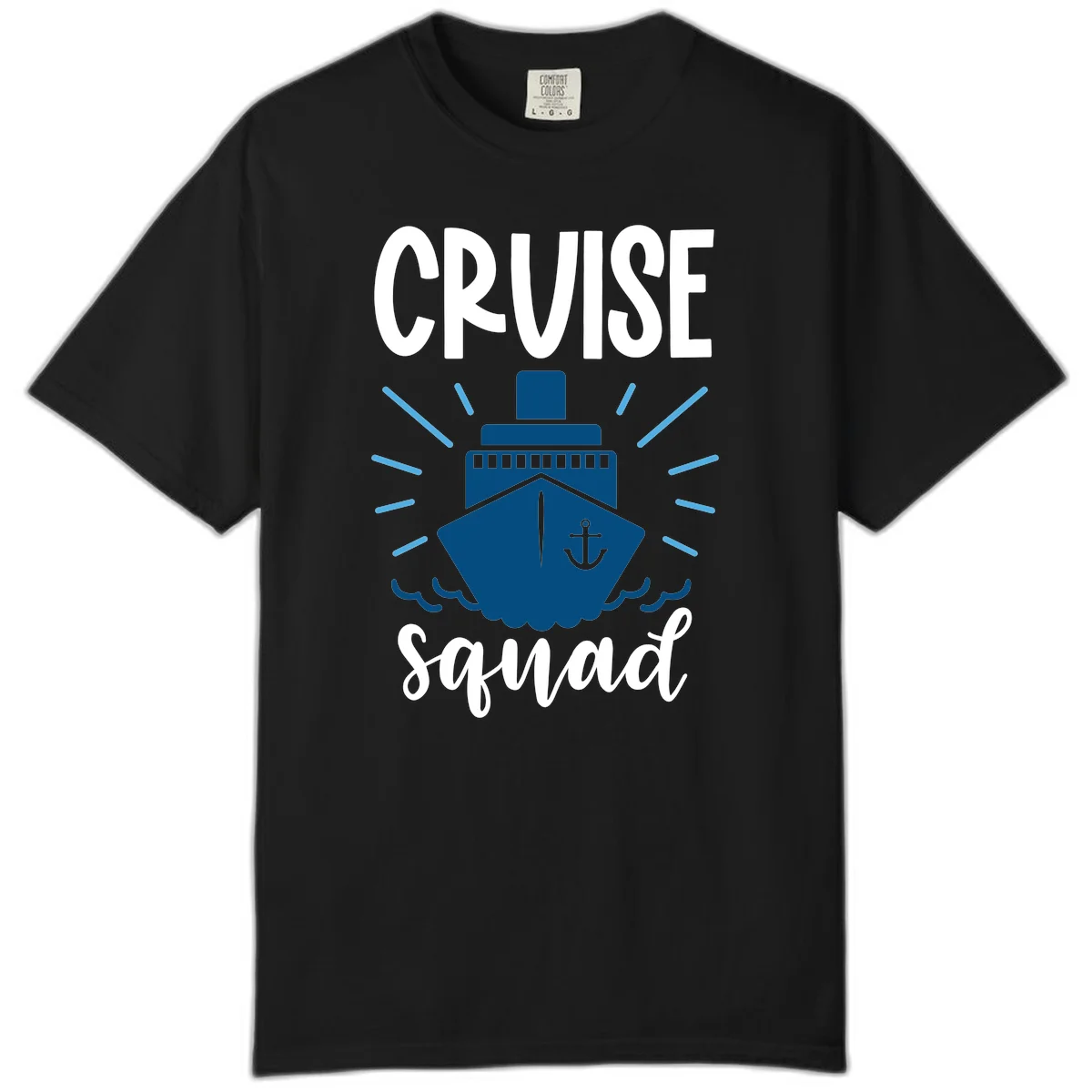 Cruise Squad Ship Anchor Design Comfort Color Tee in Black
