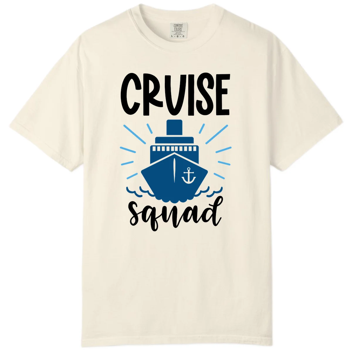 Cruise Squad Ship Anchor Design Comfort Color Tee in Ivory