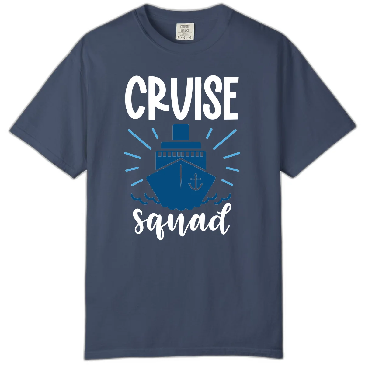 Cruise Squad Ship Anchor Design Comfort Color Tee in Midnight