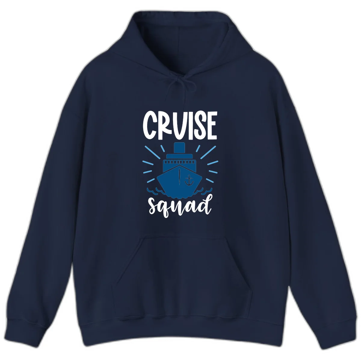 Cruise Squad Ship Anchor Design Vacation Hoodie in Navy