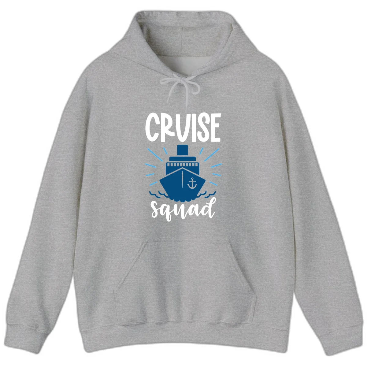 Cruise Squad Ship Anchor Design Vacation Hoodie in Sport Grey