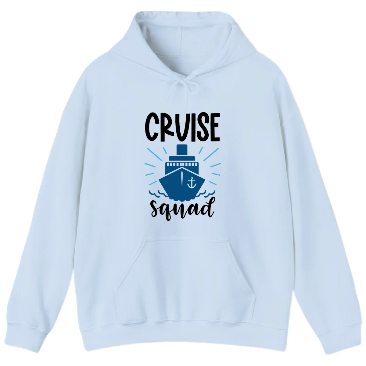 Cruise Squad Ship Anchor Design Vacation Hoodie in Light Blue