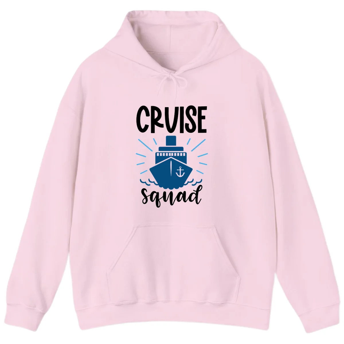 Cruise Squad Ship Anchor Design Vacation Hoodie in Light Pink