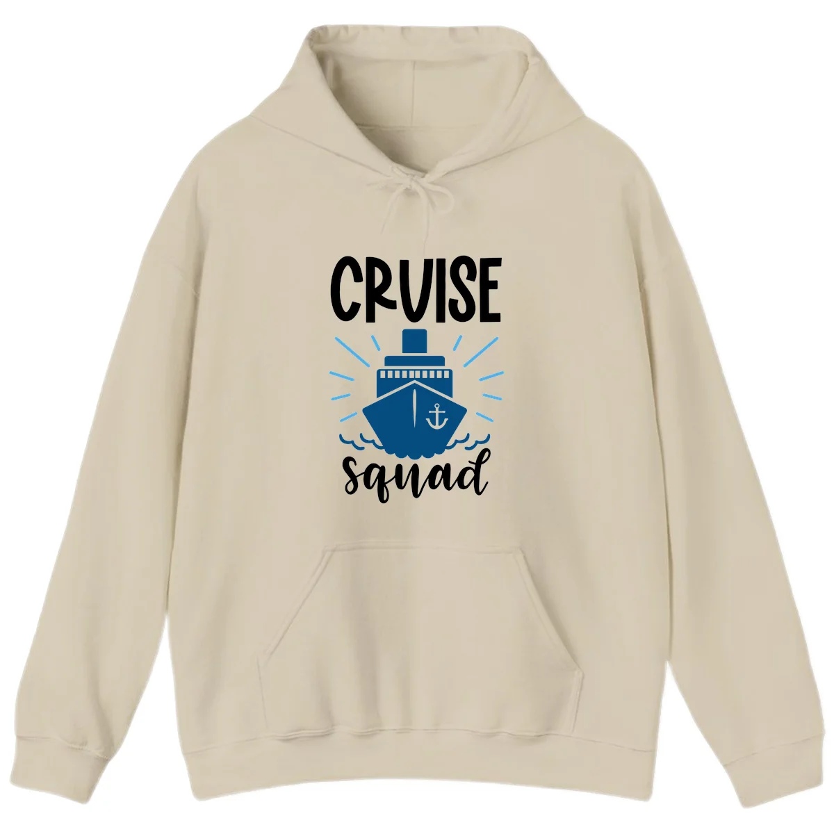 Cruise Squad Ship Anchor Design Vacation Hoodie in Sand