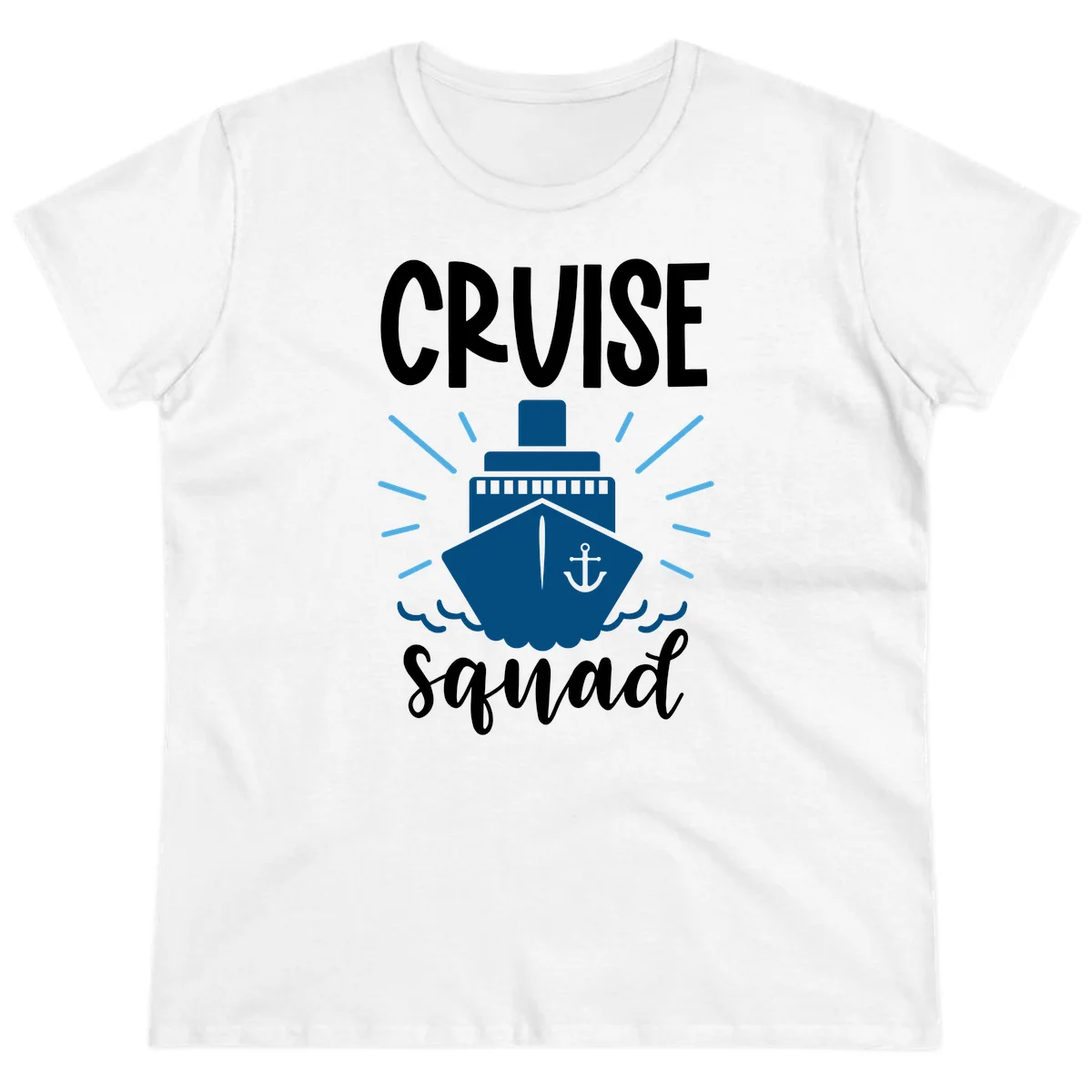 Cruise Squad Ship Anchor Design Ladies Tee in White