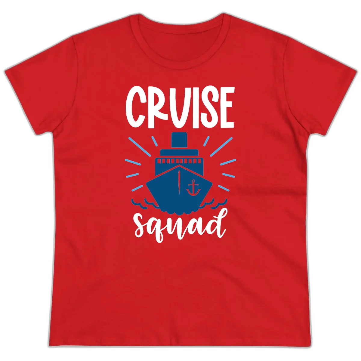 Cruise Squad Ship Anchor Design Ladies Tee in Red